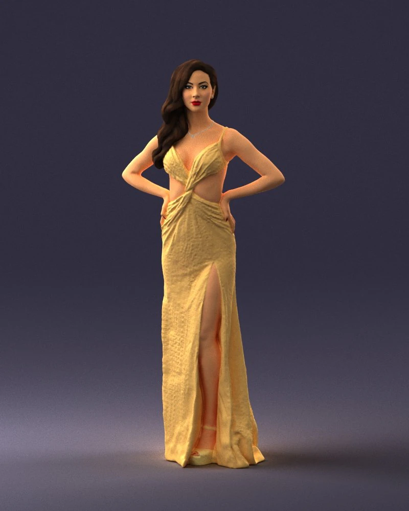 woman in yellow dress 0311 3d print ready 3D Print Model .c4d .max .obj .3ds .fbx .stl .blend 