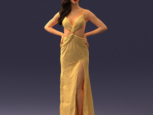 woman in yellow dress 0311 3d print ready 3D-Druckmodell