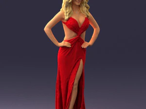 pretty woman in red dress 0312 3D Model