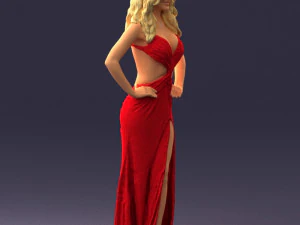 pretty woman in red dress 0312 3D Model