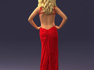 pretty woman in red dress 0312 3D Model