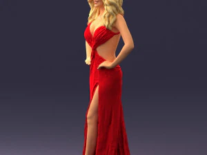 pretty woman in red dress 0312 3D Model
