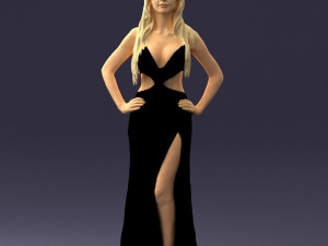blonde in black dress 0313 Modelo 3D