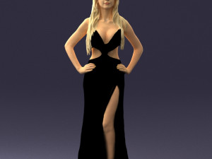 blonde in black dress 0313 3D Model