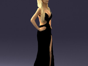 blonde in black dress 0313 3D Model