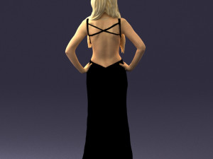 blonde in black dress 0313 3D Model