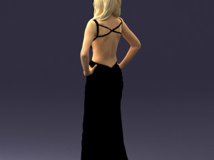 blonde in black dress 0313 3D Model