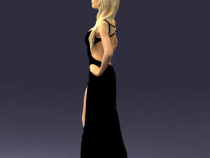 blonde in black dress 0313 3D Model