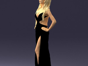 blonde in black dress 0313 3D Model