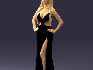 blonde in black dress 0313 3D Model