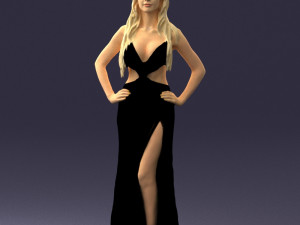 blonde in black dress 0313 3D Model
