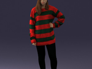 girl in striped sweater 0317 3D Модель