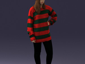 girl in striped sweater 0317 3D Модель