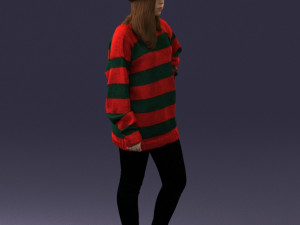 girl in striped sweater 0317 3D Модель