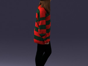 girl in striped sweater 0317 3D Модель