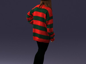 girl in striped sweater 0317 3D Модель