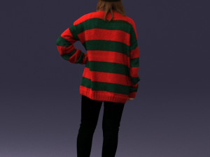 girl in striped sweater 0317 3D Модель