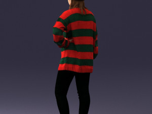 girl in striped sweater 0317 3D Модель