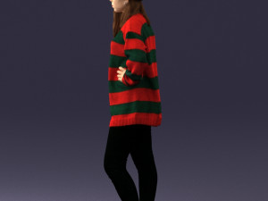 girl in striped sweater 0317 3D Модель
