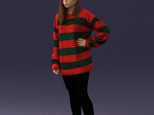 girl in striped sweater 0317 3D Модель