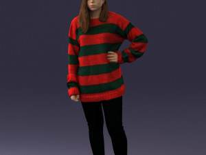 girl in striped sweater 0317 3D Модель