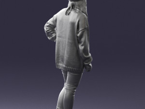 girl in striped sweater 0317 3D Модель