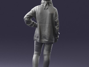 girl in striped sweater 0317 3D Модель