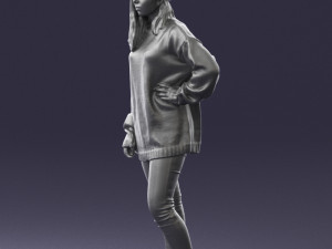 girl in striped sweater 0317 3D Модель