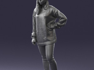 girl in striped sweater 0317 3D Модель