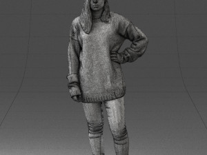 girl in striped sweater 0317 3D Модель