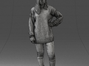 girl in striped sweater 0317 3D Модель