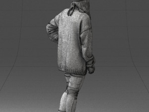 girl in striped sweater 0317 3D Модель