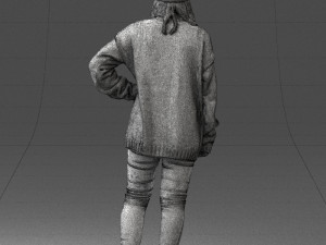 girl in striped sweater 0317 3D Модель