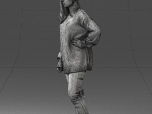 girl in striped sweater 0317 3D Модель
