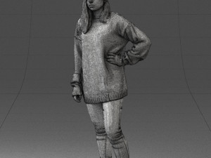girl in striped sweater 0317 3D Модель