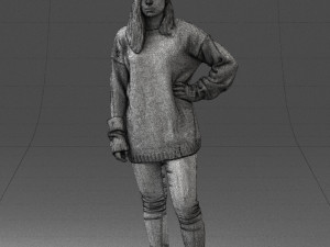 girl in striped sweater 0317 3D Модель