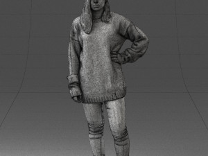 girl in striped sweater 0317 3D Модель