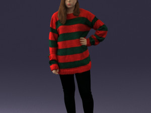 girl in striped sweater 0317 3d print ready Modelo de Impressão 3D