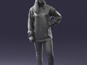 girl in striped sweater 0317 3d print ready Modello di stampa 3D