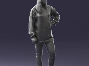 girl in striped sweater 0317 3d print ready Modello di stampa 3D