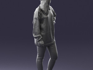 girl in striped sweater 0317 3d print ready Modello di stampa 3D