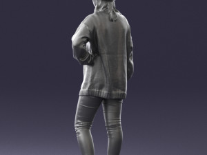 girl in striped sweater 0317 3d print ready Modello di stampa 3D