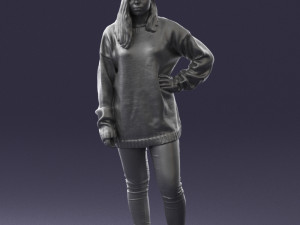 girl in striped sweater 0317 3d print ready Modello di stampa 3D