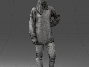 girl in striped sweater 0317 3d print ready Modello di stampa 3D