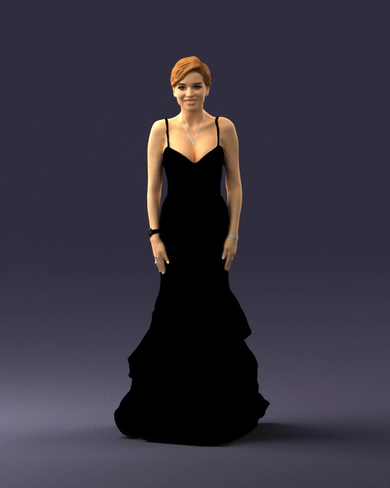 girl in black evening dress 0318 3D Model .c4d .max .obj .3ds .fbx .stl .blend