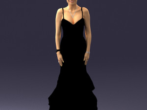 girl in black evening dress 0318 Modelo 3D