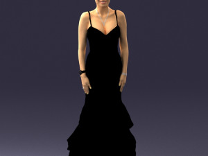 girl in black evening dress 0318 3D Model
