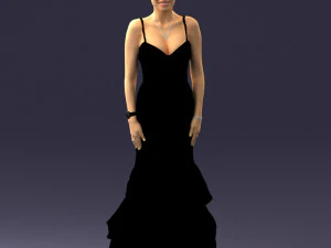 girl in black evening dress 0318 3D Model