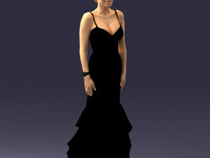 girl in black evening dress 0318 3D Model