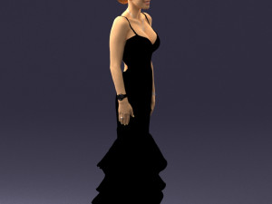girl in black evening dress 0318 3D Model